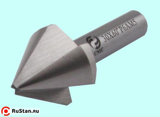 Фреза угловая - зенковка d  6,3х 6.3х 45 конус  60° dхв=5мм Р6АМ5 ц/х Z=3 DIN334 "CNIC" фото №1