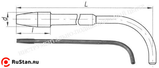 Метчик Гаечный М 8 (1,25) Р6М5 с изогнутым хвостовиком фото №1