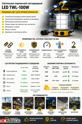 Светильник переносной светодиодный light LED TWL-100W фото №5 LED TWL-100W фото №5