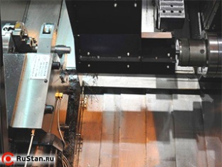 Фото рабочей зоны: 3-х кулачковый патрон, гидравлический люнет Ø20-120 мм, цанговый патрон в противошпинделе фото №4 Фото рабочей зоны: 3-х кулачковый патрон, гидравлический люнет Ø20-120 мм, цанговый патрон в противошпинделе фото №4